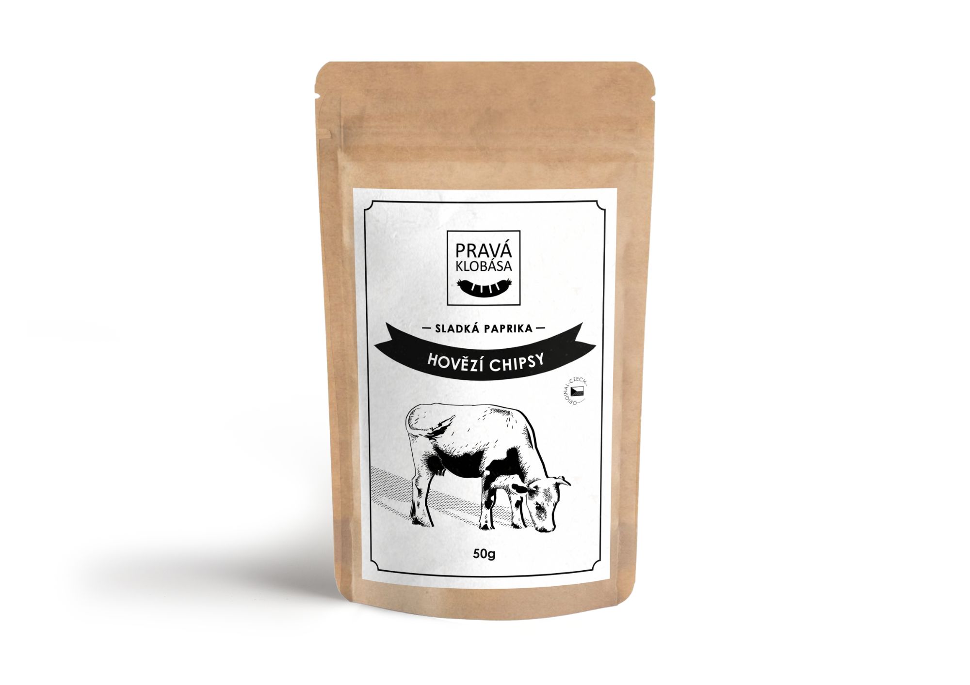 PRAVÁ KLOBÁSA Hovězí chipsy paprikové 50 g/AKCE