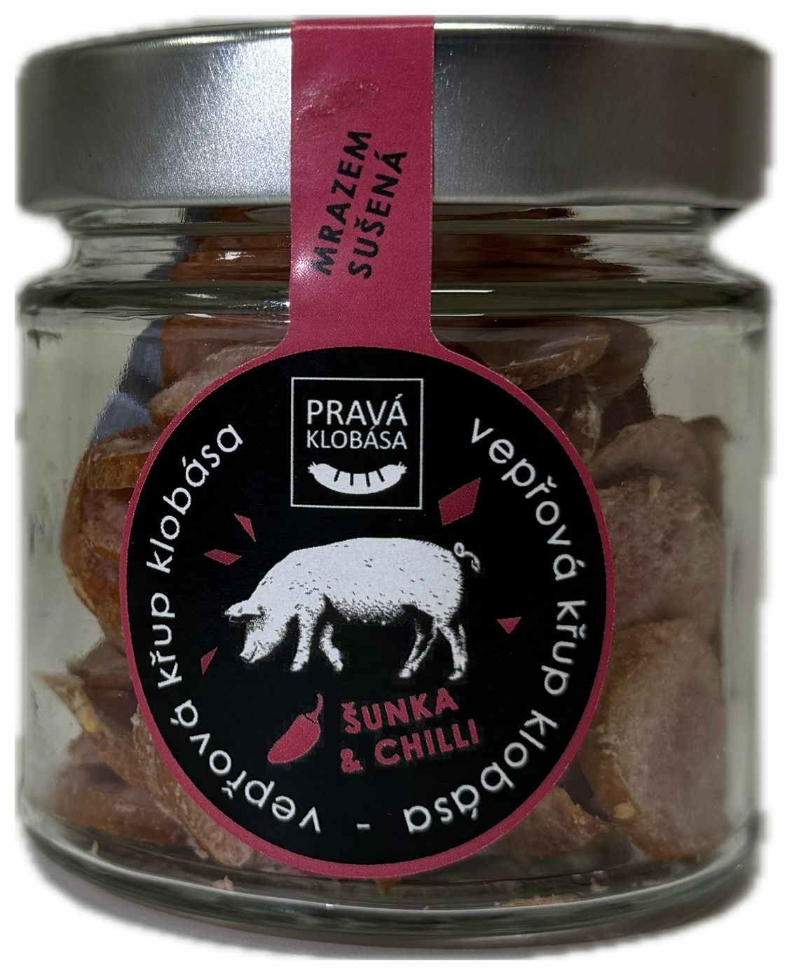 PRAVÁ KLOBÁSA Šunková křup klobása s chilli ve skleničce/AKCE