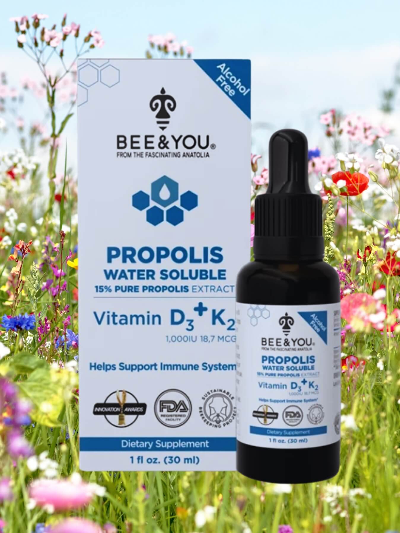 Propolisový extrakt s vitamíny D3 a K2