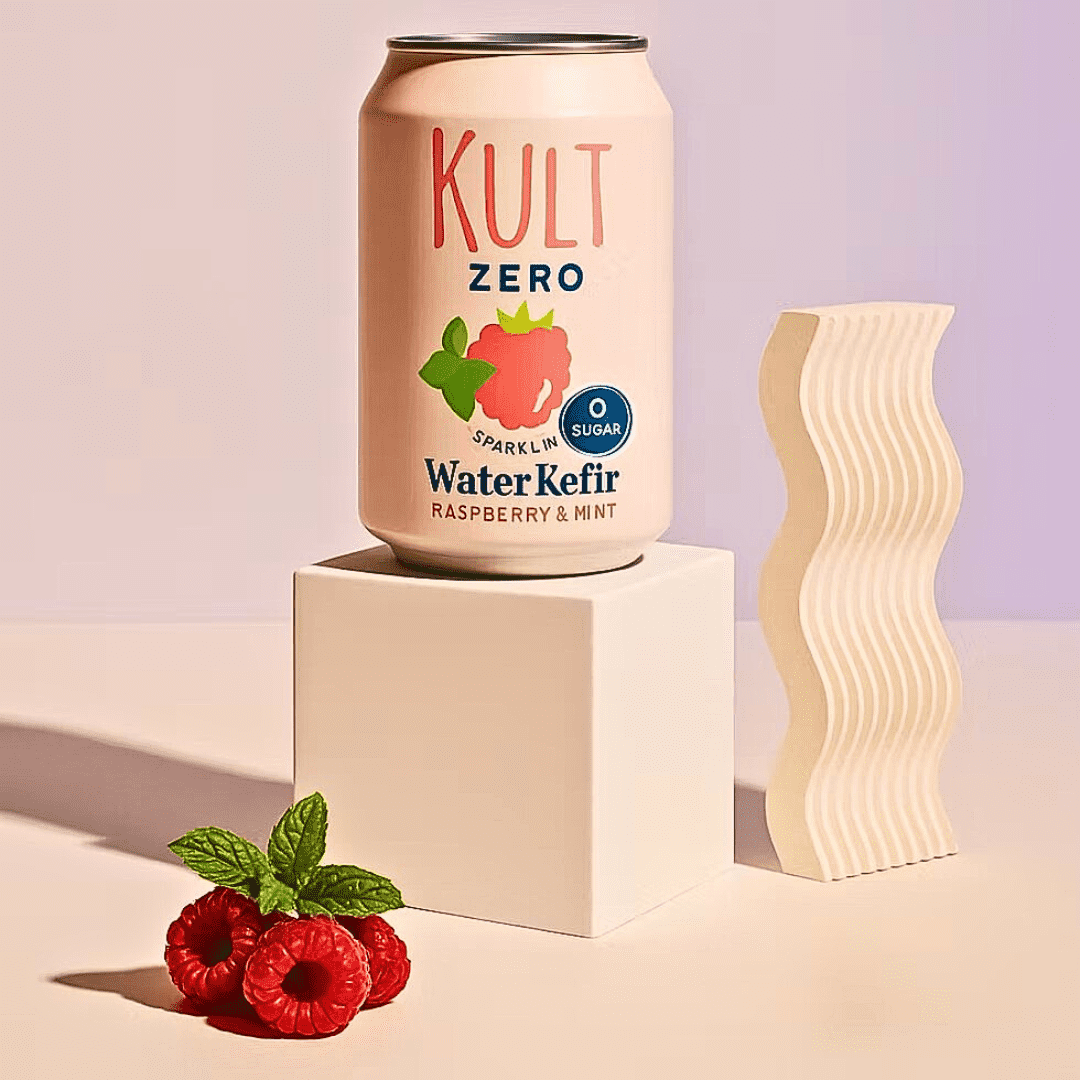 KULT Kefir Malina & Máta – vodní kefír bez cukru