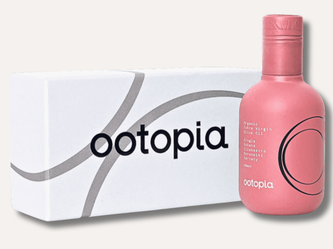 Ootopia Koroneiki olive oil bottle with gift box
