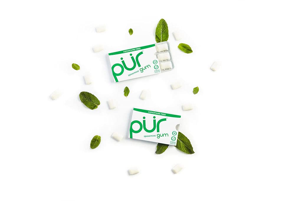 PÜR Spearmint – mátové žvýkačky s xylitolem bez aspartamu