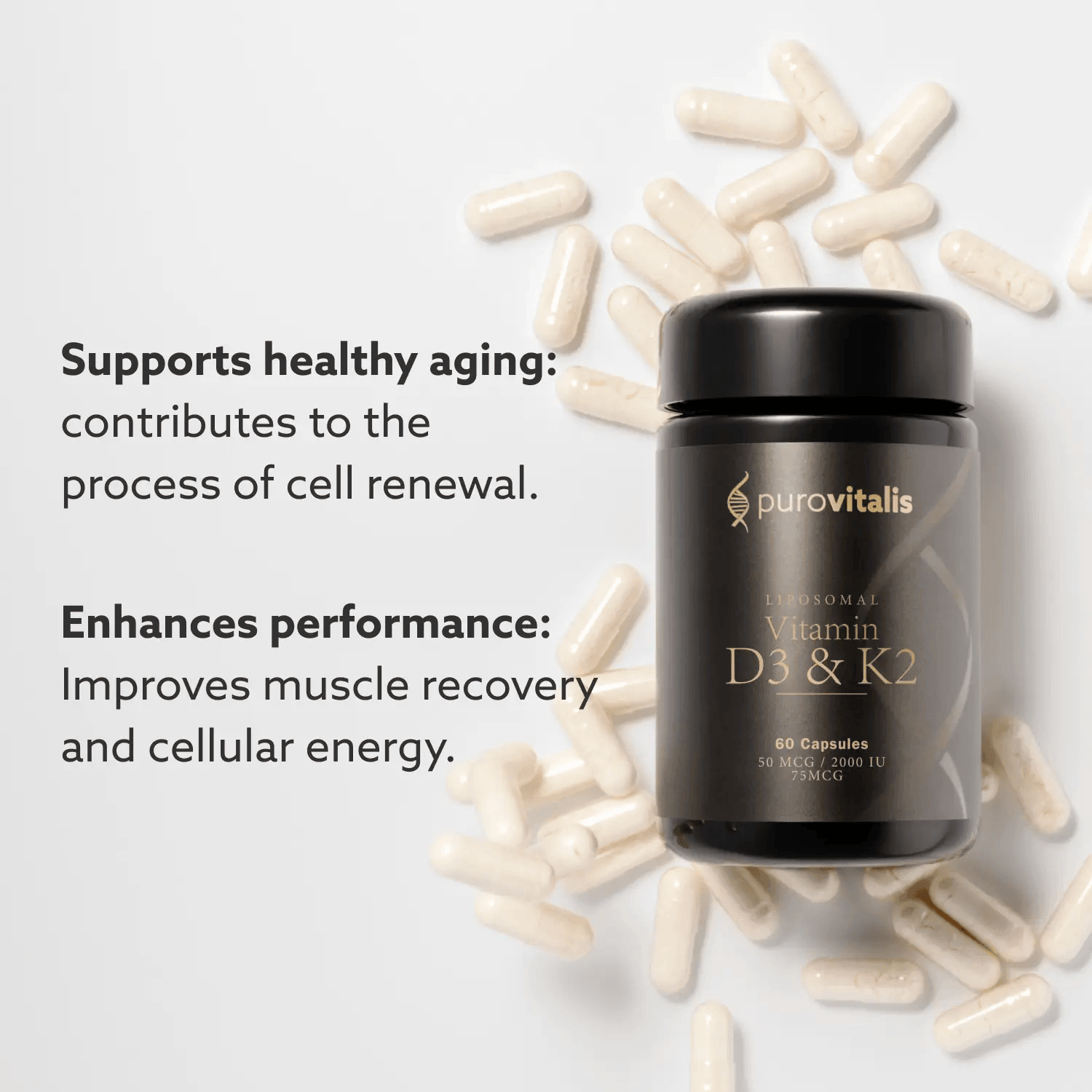 Liposomální Vitamin D3 + K2 - 2000 IU - Purovitalis
