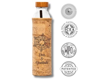 Flaška | Skleněná láhev na vodu Láska & Vděčnost