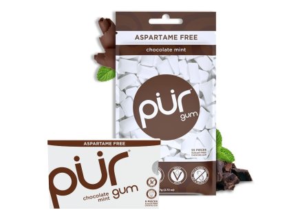 The PUR Company | Xylitol žvýkačky PÜR  - Mint Chocolate - 9 ks, 55 ks