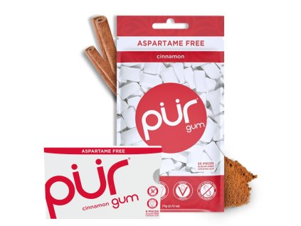 The PUR Company | Xylitol žvýkačky PÜR  - Cinnamon - 9 ks, 55 ks