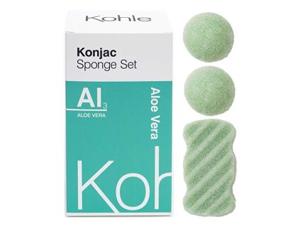 kohle konjac KOHLE - Konjac Houbičky - Dárková Sada Aloe Vera (3 kusy)set aloe vera