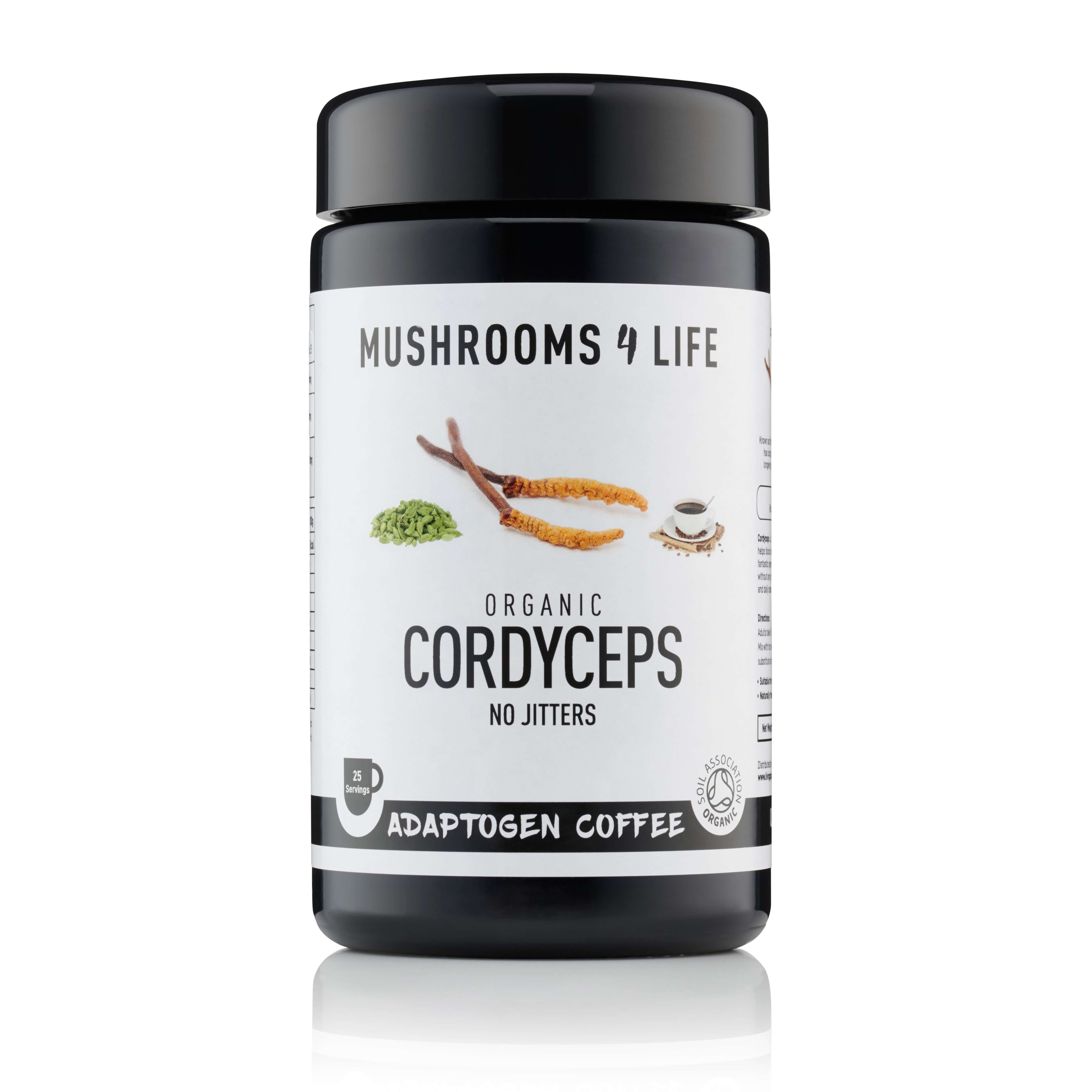 Mushrooms4Life | Adaptogenní instantní káva Cordyceps - 3 g, 30 g, 75 g Obsah: 75g - 25 dávek