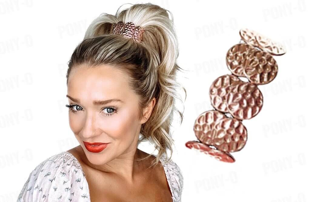 Doplněk ke sponám Pony-O ve tvaru tepaných mincí Obsah: Rose Gold Coin