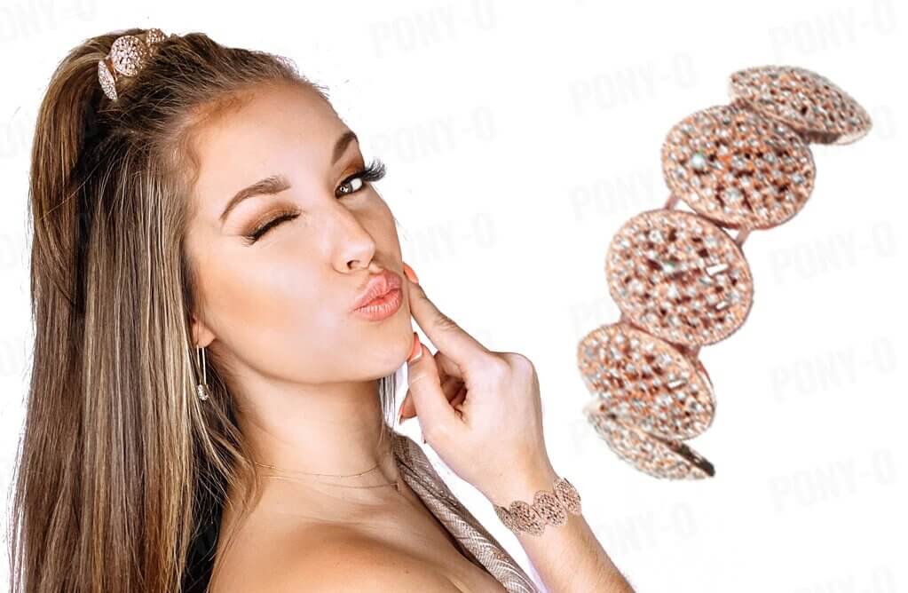Doplněk ke sponám Pony-O - kulatý tvar s třpytivými kamínky Obsah: Rose Gold Circle