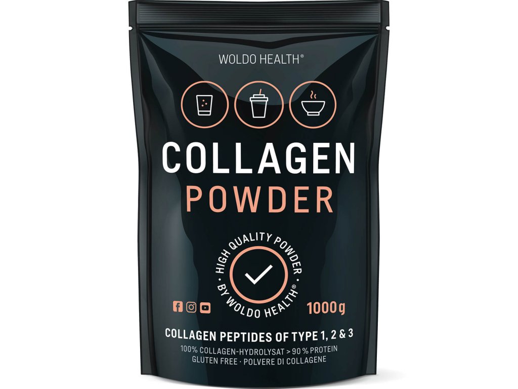 Woldohealth | 100% čistý hovězí kolagen - 500 g, 1 kg Obsah: 1 kg