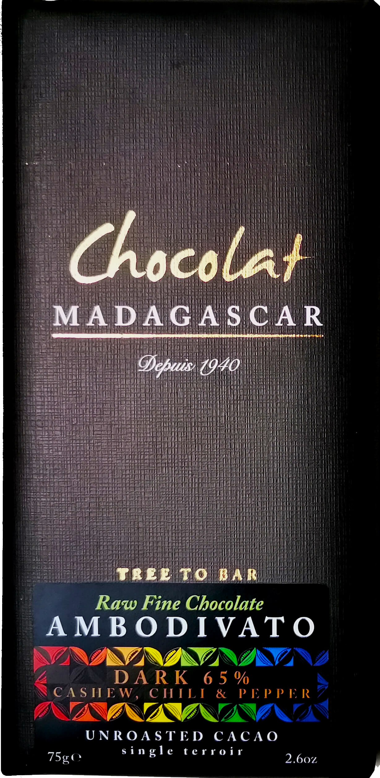 Chocolat Madagascar |65% raw čokoláda s chilli a černým pepřem - 75 g