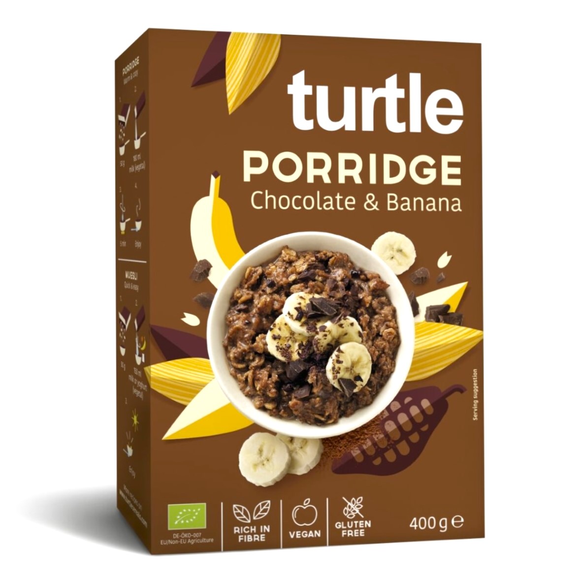 Turtle | Bio Ovesná kaše - Chocolate & Banana - 400 g