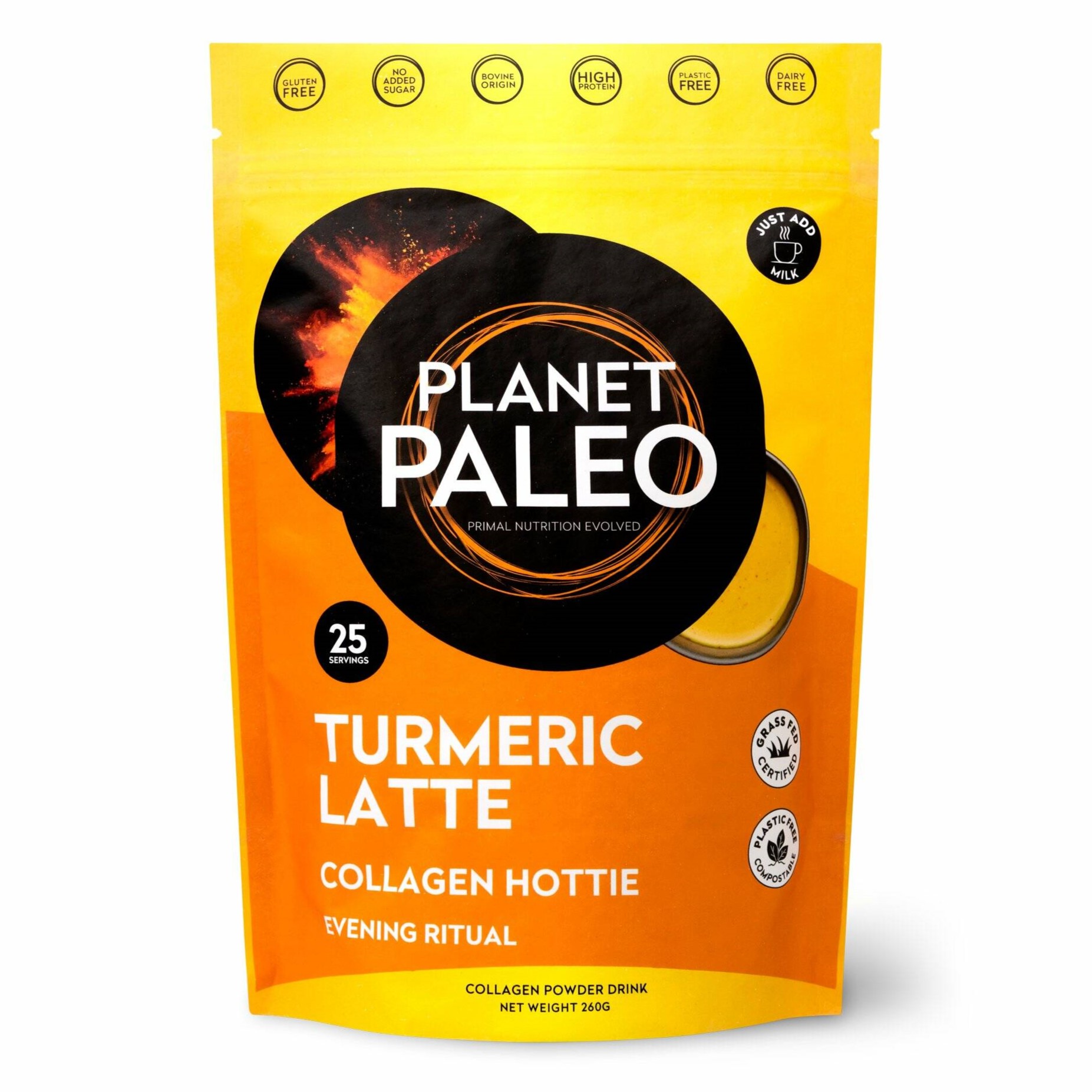 Planet Paleo | Kolagenové latté - TURMERIC - 10.4 g, 156 g, 260 g Obsah: 260 g