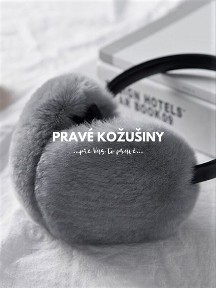 Ušká z pravej kožušiny králika, sivé, Us02