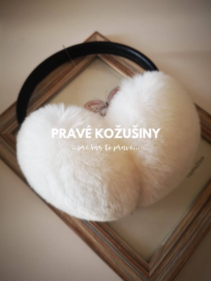 Ušká z pravej kožušiny králika, biele, Us02