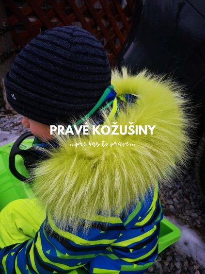 SKLADOM 55cm - Limetkový lem na detskú kapucňu z mývala, LD01