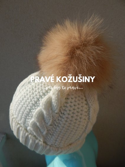 Svetlohnedý brmbolec na čiapku z líšky, Br01