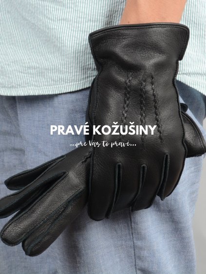 Pánske kožené rukavice, čierne, RP03