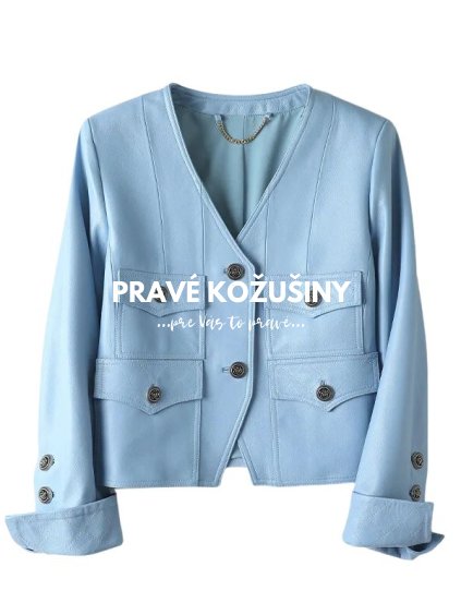 svetla modra kozena bunda