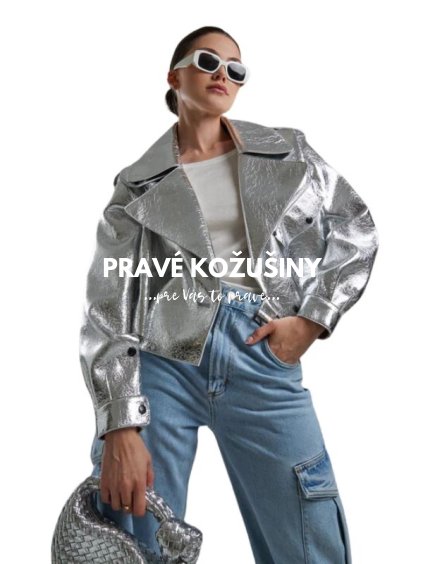 strieborna damska kozena bunda