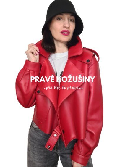 cervena kozena bunda