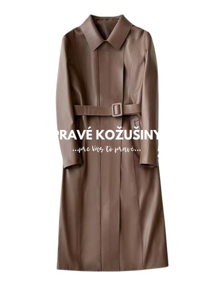 hnedy kozeny trenchcoat