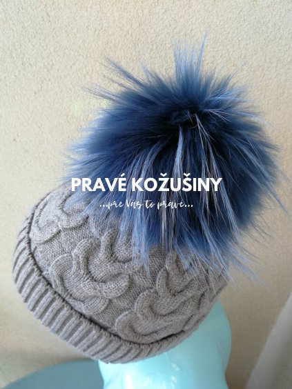 Modro-biely brmbolec na čiapku z mývala, Br02
