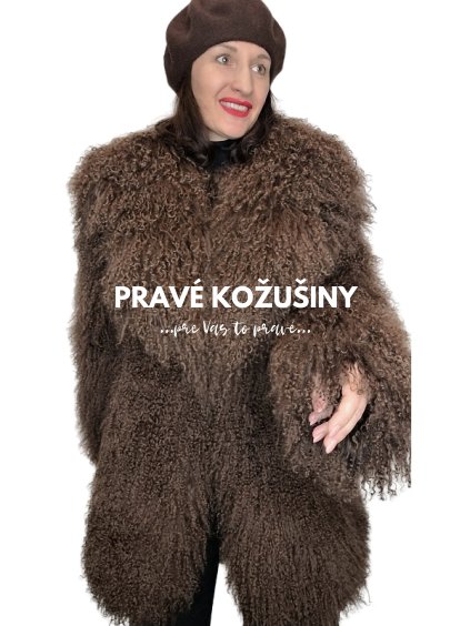 čokoládovo hnedý kožuch z mongolskej ovce