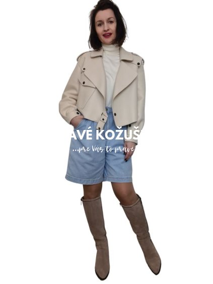 kremova kozena bunda