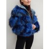 Buklé kabát s pravou striebornou líškou, kráľovsky modrá, K74