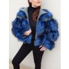 Buklé kabát s pravou striebornou líškou, kráľovsky modrá, K74