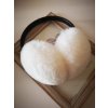 Ušká z pravej kožušiny králika, biele, Us02