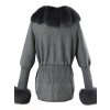 Tmavosivý sveter Mia s lemovaniami z pravej líšky, Sv14