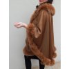 Hnedá kašmírová pelerínka bez kapucne, s líškou, Pe18