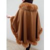 Hnedá kašmírová pelerínka bez kapucne, s líškou, Pe18