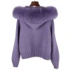 damsky sveter s kozusinou fialovy