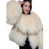 Rôzne dĺžky - Dvojfarebný kožuch z mongolskej ovce BEZ GOLIERA, K305