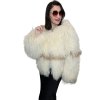 Rôzne dĺžky - Dvojfarebný kožuch z mongolskej ovce BEZ GOLIERA, K305