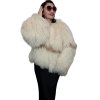 Rôzne dĺžky - Dvojfarebný kožuch z mongolskej ovce BEZ GOLIERA, K305
