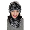 Čiernobiely set čiapky a šálu z králičiny, Se27