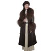 SKLADOM veľ. S - Hnedý kožený trenchcoat s mongolskou ovcou, K312
