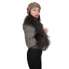 Sivohnedý semišový kožúšok s mongolskou ovcou-zvnútra králik, K309