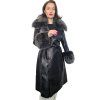 cierny kozeny trenchcoat