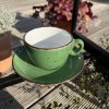 IRIS DOTS tmavozelená šálka s podšálkou (Veľkosť 17cl na CAPPUCCINO)
