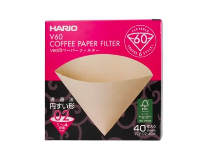 Hario papírové filtry nebělené V60-02, 40 ks