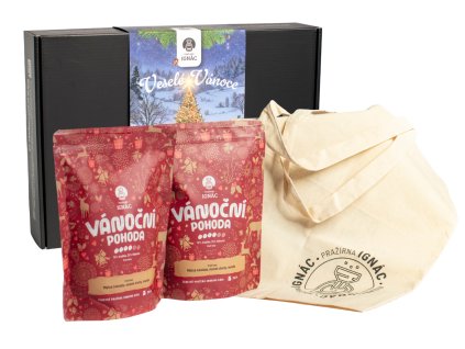 Dárková sada s vánoční kávou a látkovou taškou