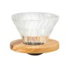 Hario designový skleněný dripper V60-02 se stojánkem z olivového dřeva