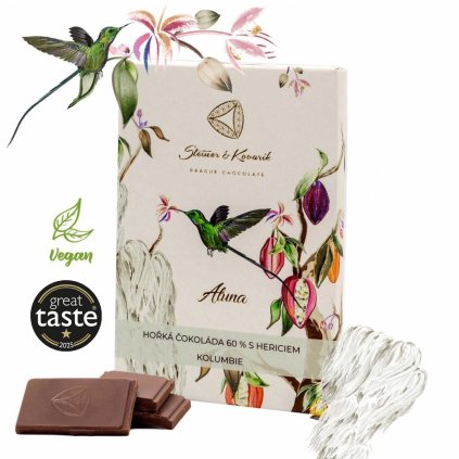 Aluna - hořká čokoláda 60% s Hericiem, 70g