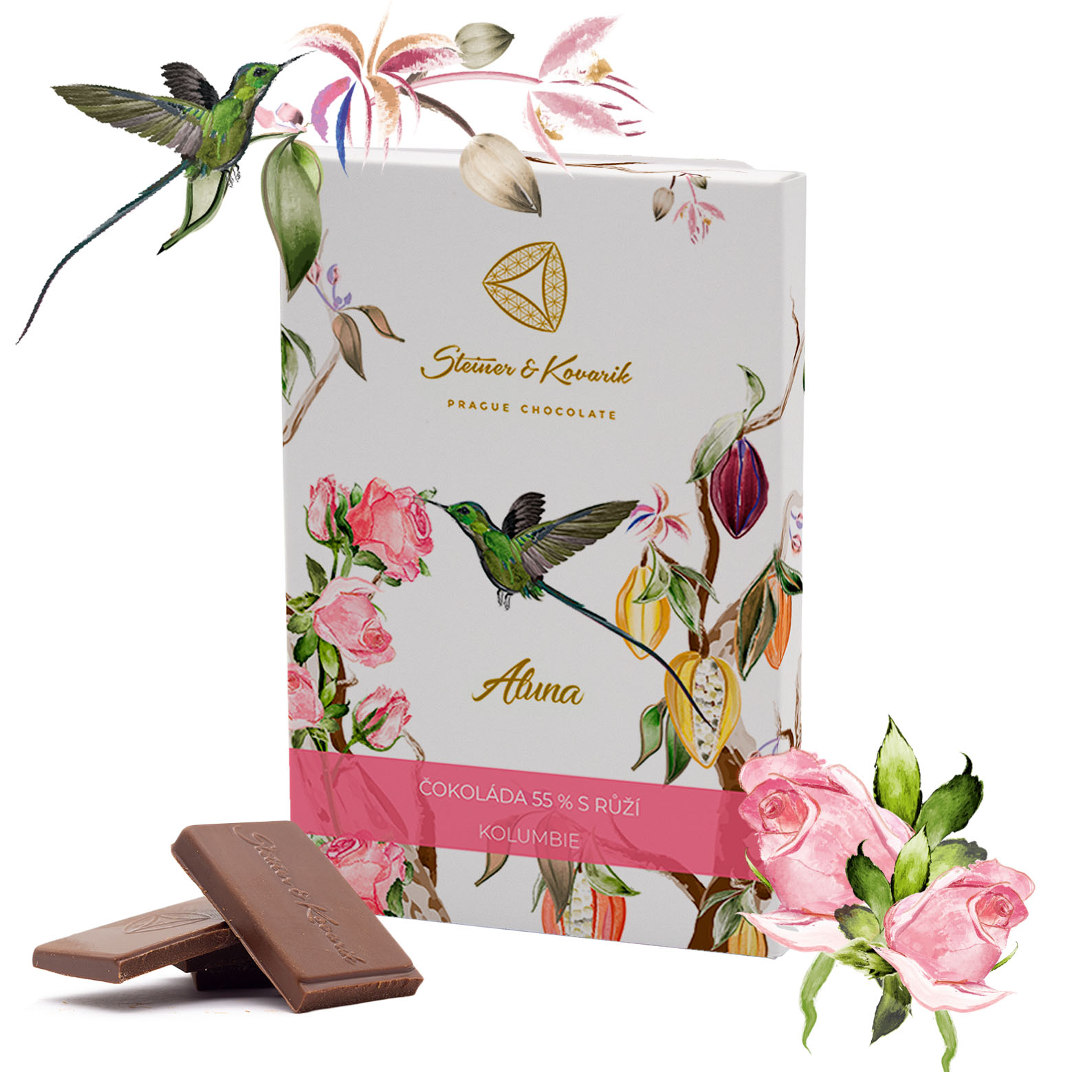 Aluna - čokoláda 55% s růží, 70 g